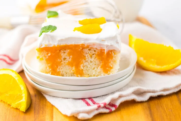 horizontal shot Orange Creamsicle Poke Cake