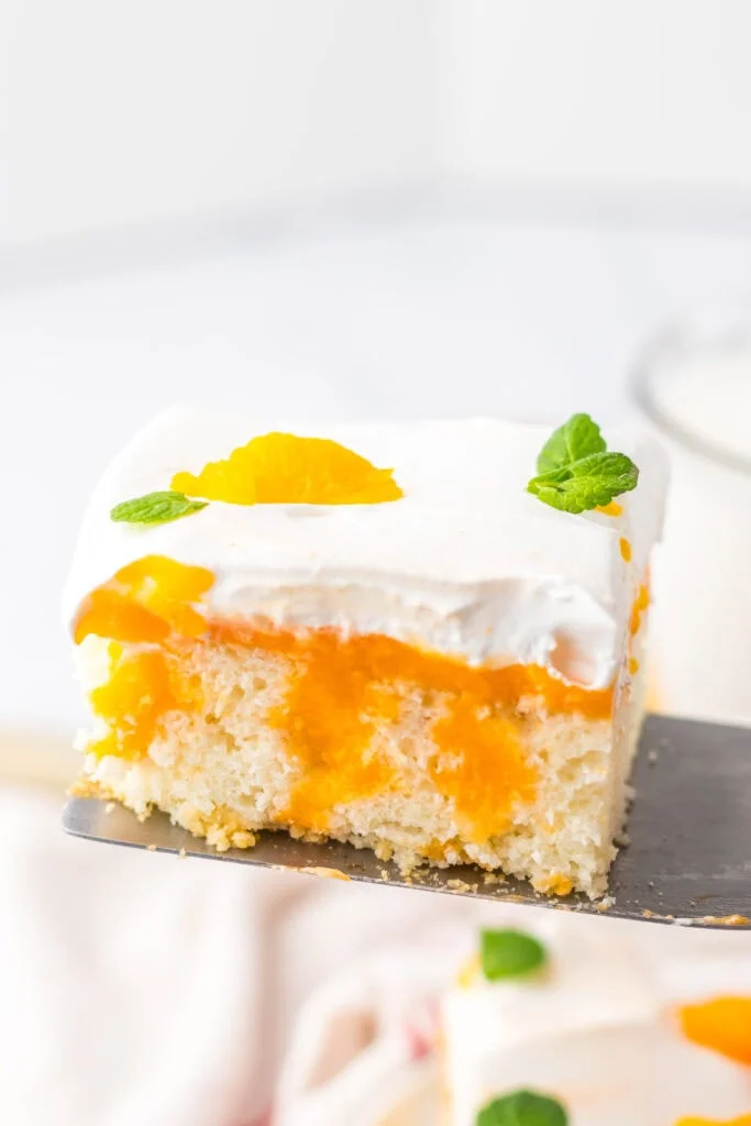 slice of cake on spatula