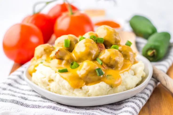 ready to serve Nacho Meatballs