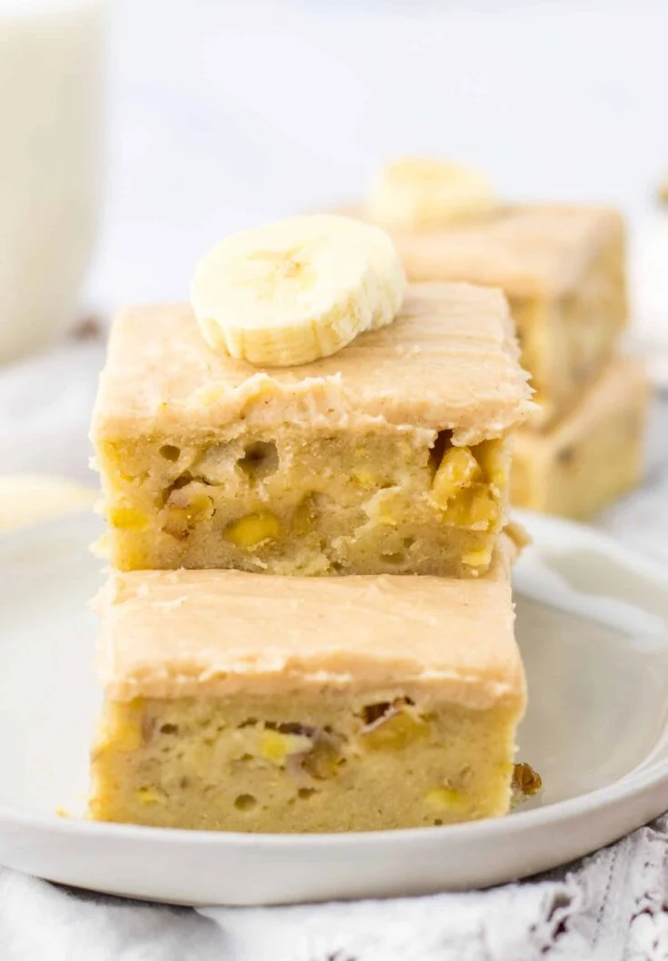 banana bars 2 stacked white plate