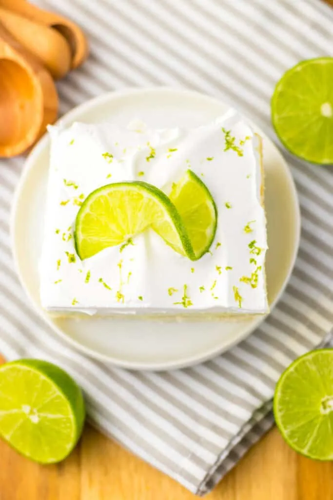 top of key lime poke cake