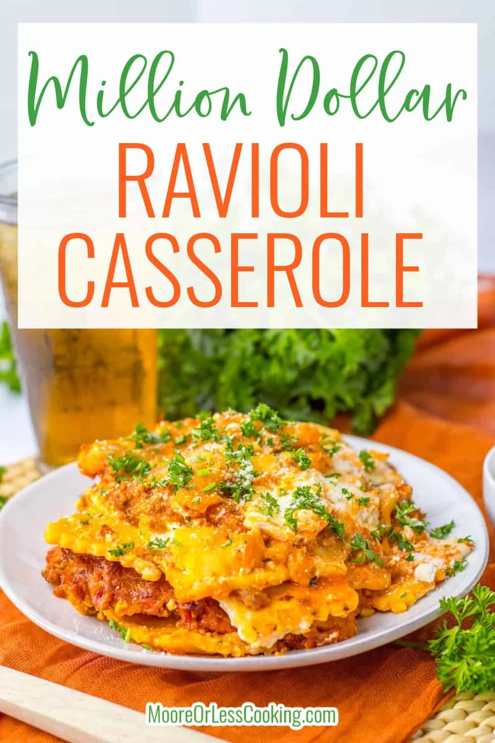 Enjoy a satisfying meal with this Million Dollar Ravioli Casserole, a comforting dish perfect for busy weeknight dinners. via @Mooreorlesscook