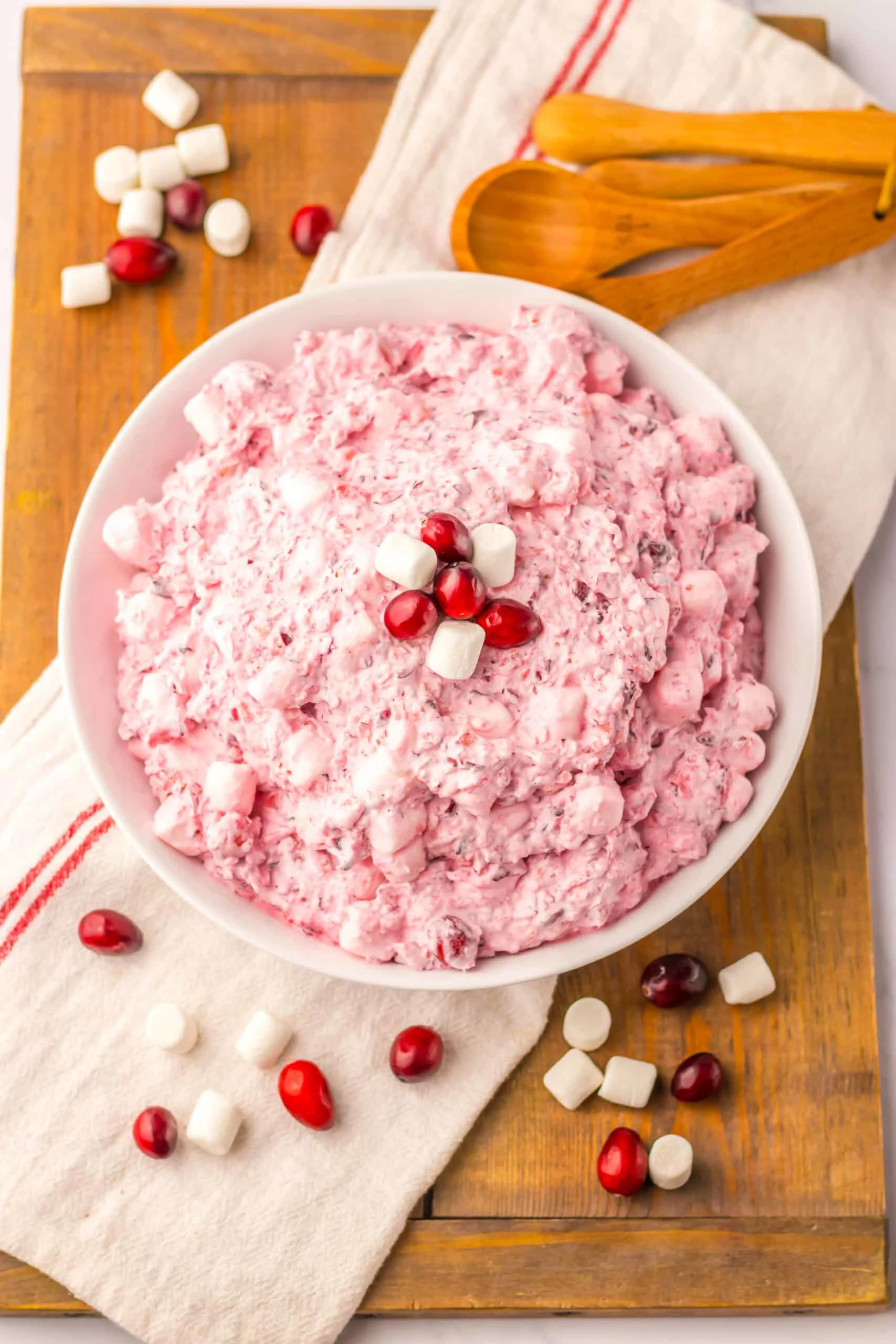cranberry fluff salad ready to serve