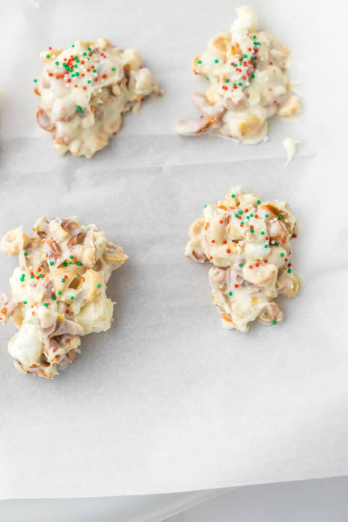 dollops of slow cooker candy on parchment