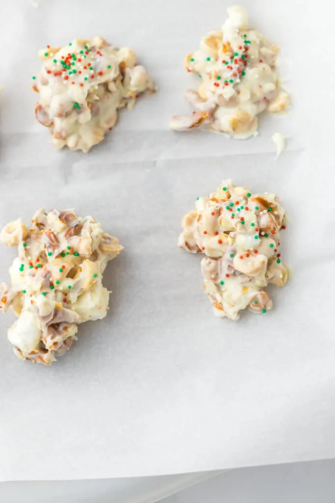 dollops of slow cooker candy on parchment