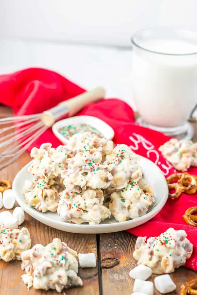 Creamy Christmas candy with colorful sprinkles, marshmallows, and holiday treats.