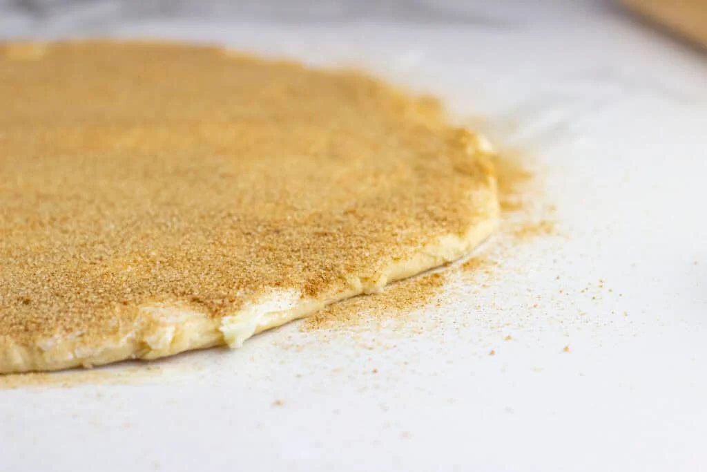 sweet dough prepping for cinnamon rolls