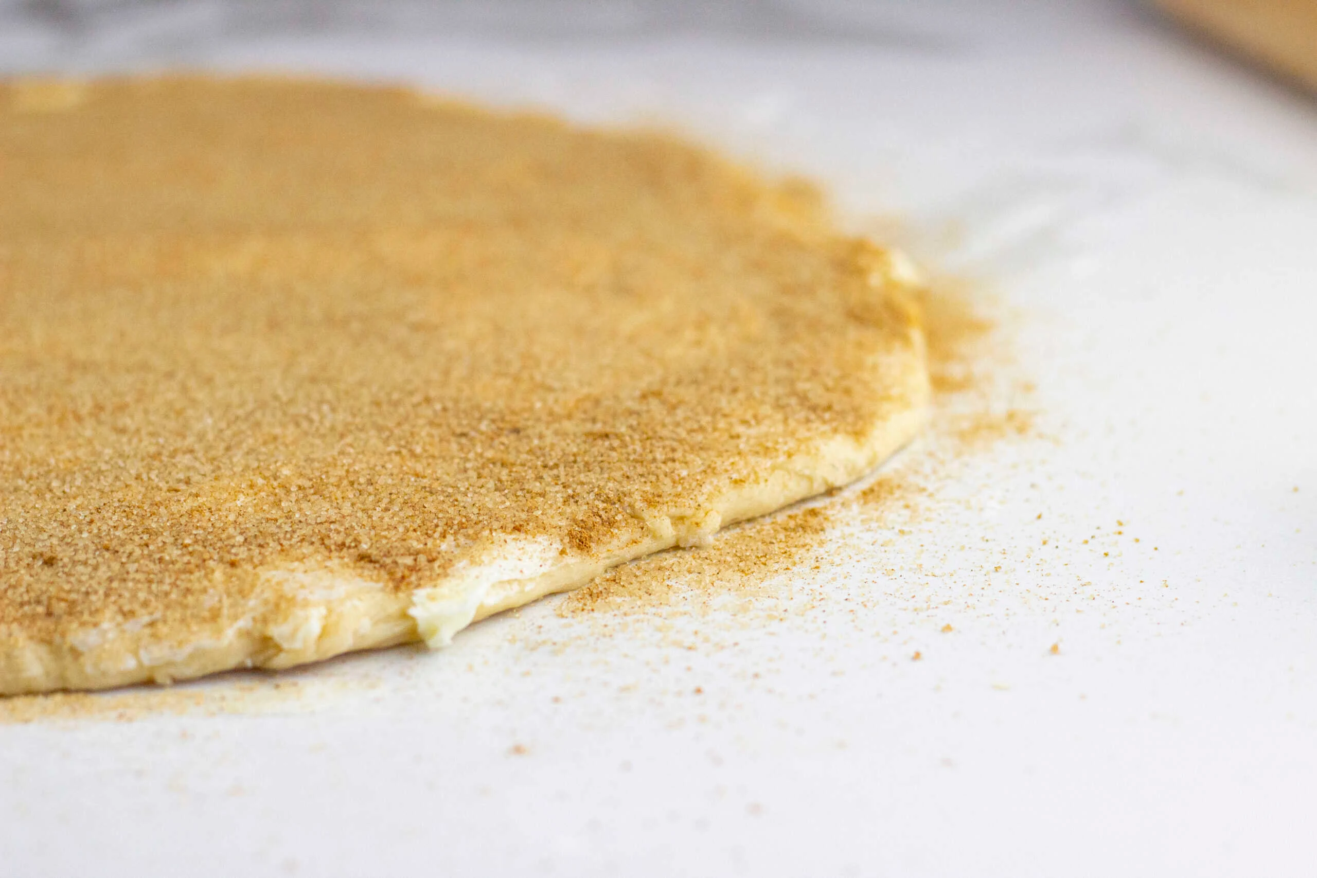 sweet dough prepping for cinnamon rolls