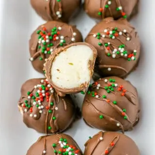 tray buttercream truffles, one cut in the middle
