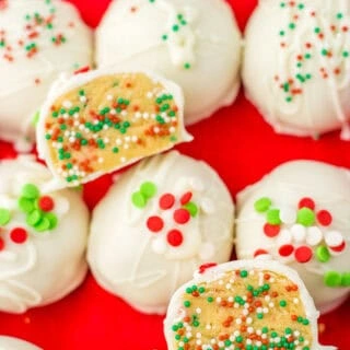 Christmas Sugar Cookie Dough Truffles inside truffles