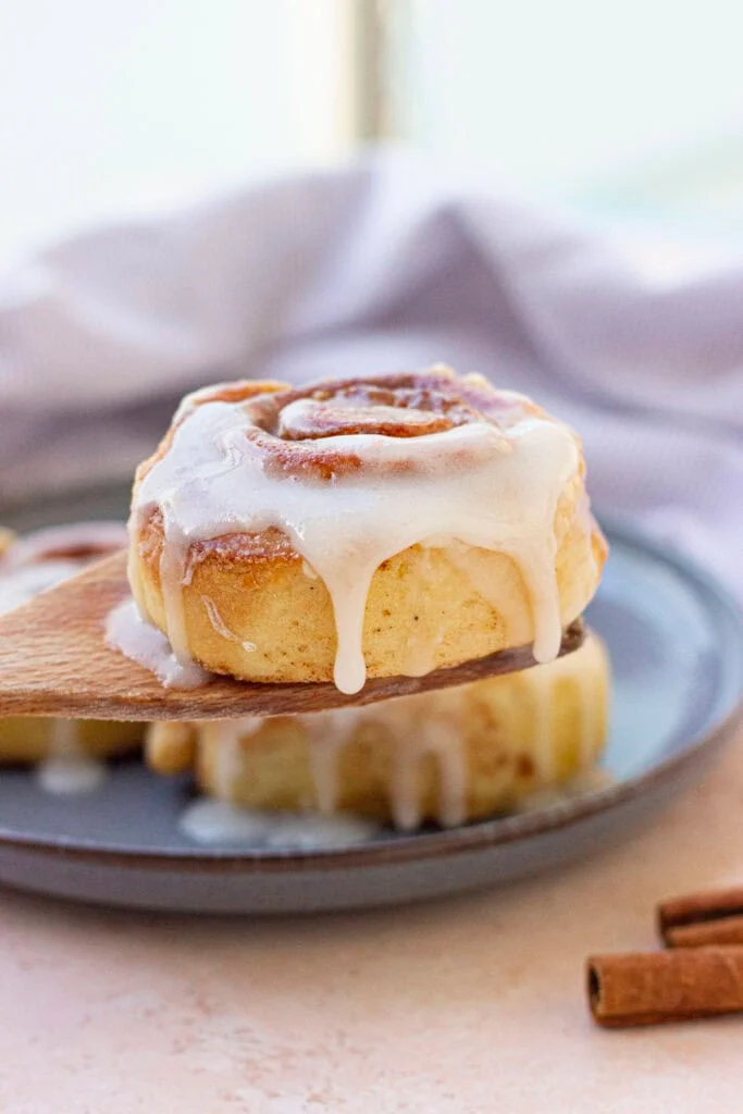 cinnamon rolls served on spoon