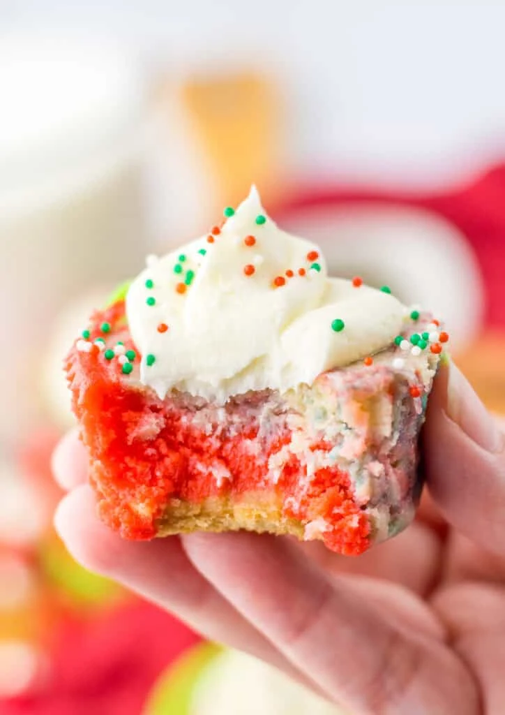 Bite taken out of Christmas Cheesecake