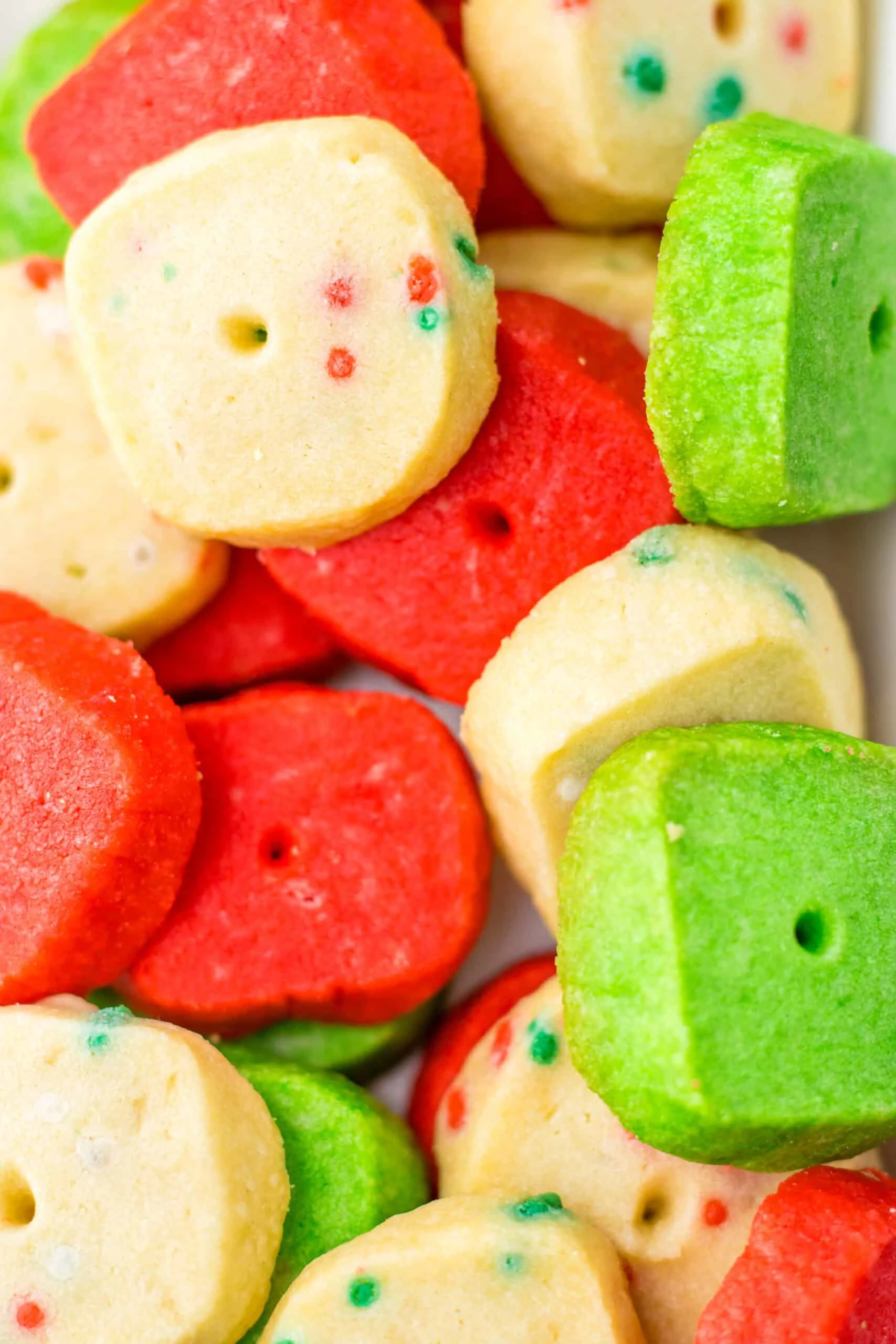 close up of mini christmas cookies