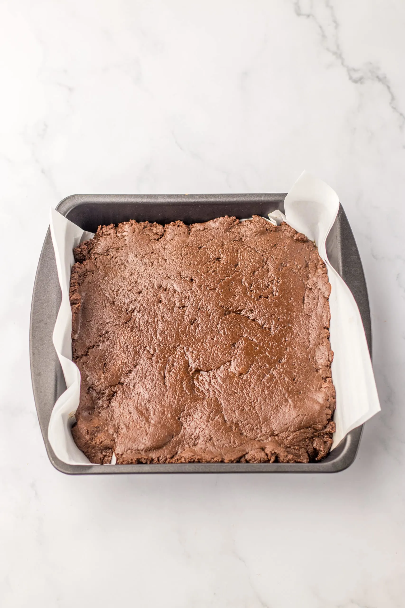 fudge in parchment lined pan