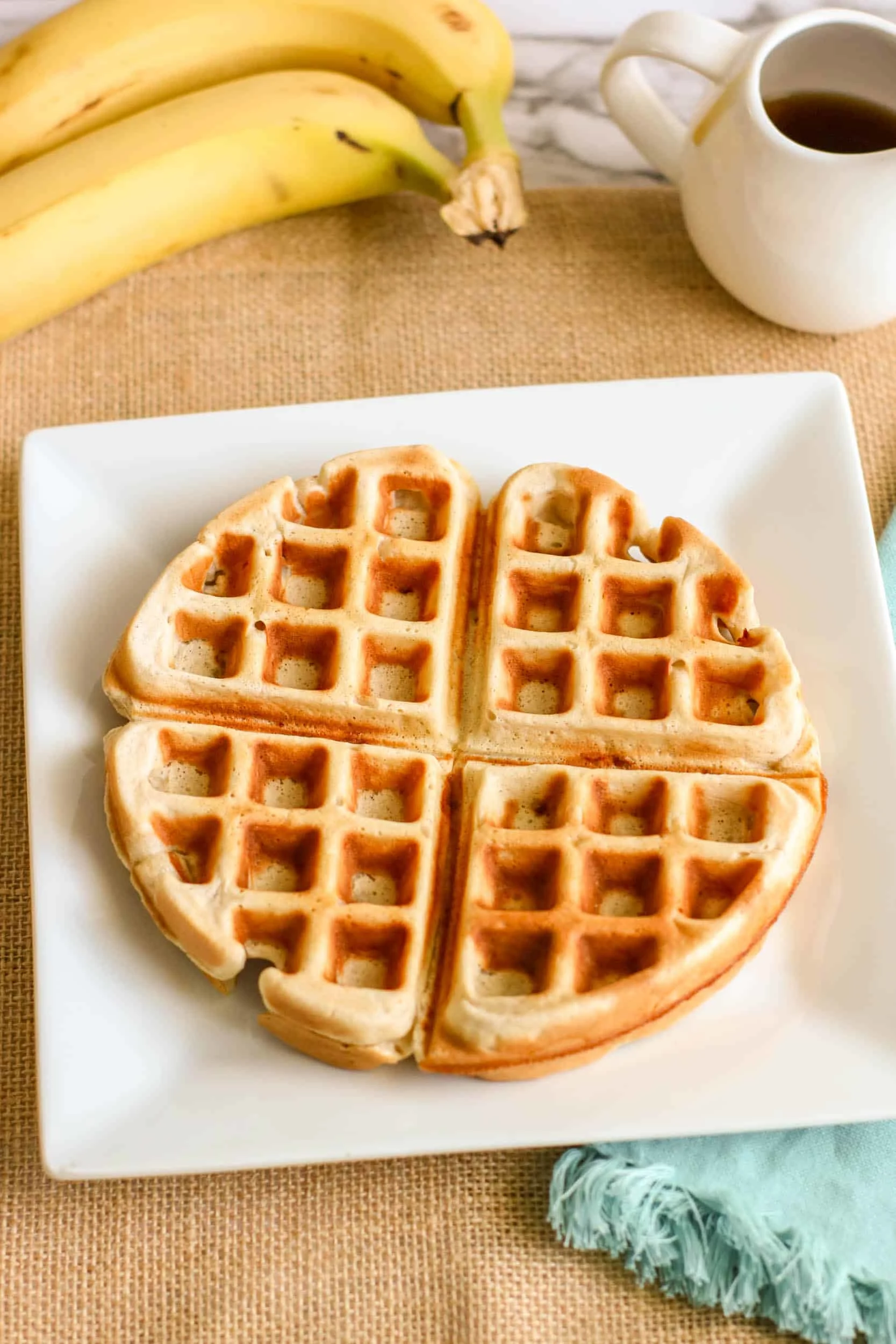 Banana Waffle on white plate