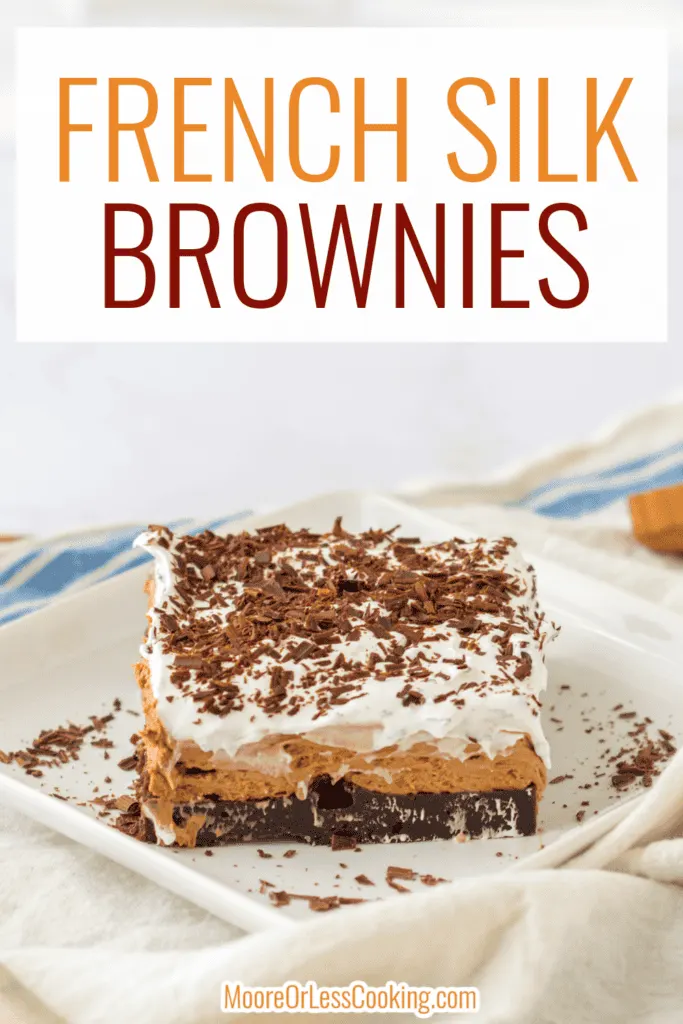 Rich French Silk Brownies with creamy layers and chocolate shavings, perfect for chocolate lovers. 