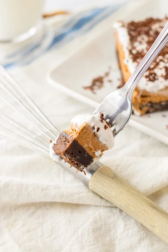 fork full French Silk Brownies perfect bite