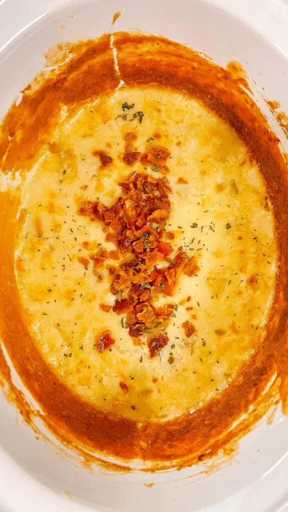 Finished corn dip in crockpot