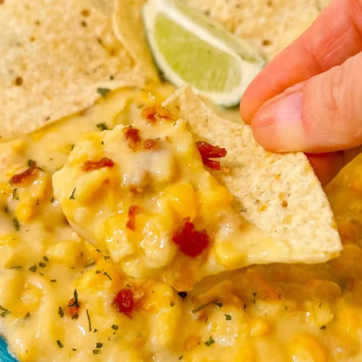 chip serving dipped corn dip
