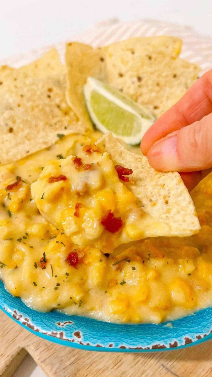chip serving dipped corn dip