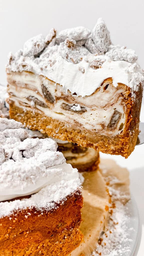 Satisfy your sweet tooth with Muddy Buddy Cheesecake, featuring layers of chocolate, peanut butter, and crunchy Muddy Buddy pieces.