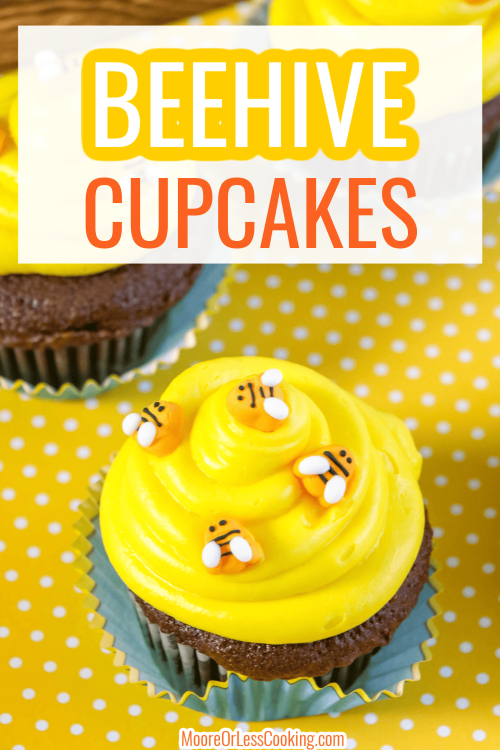 This easy-to-follow recipe will transform a boxed cake mix, prepared frosting, and edible decorations into charming Beehive Cupcakes. via @Mooreorlesscook