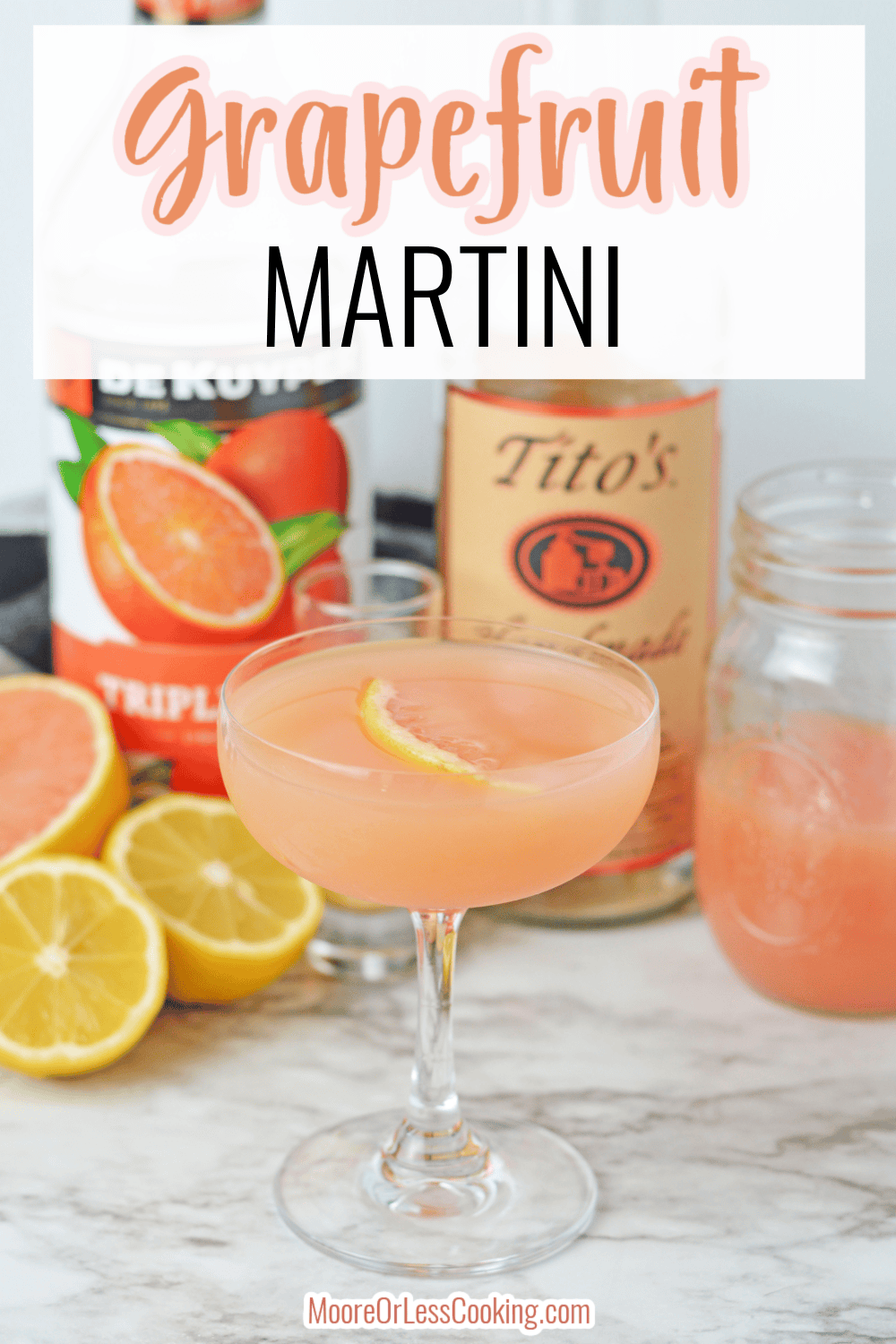 Bright, bold, and refreshingly citrusy, the Grapefruit Martini is the perfect balance of tart and smooth. Fresh grapefruit juice brings a vibrant zing, while vodka adds a clean, crisp finish. A touch of sweetness rounds it out, making each sip light, lively, and irresistibly refreshing. Served ice-cold with a sugared rim or a twist of grapefruit peel, this cocktail is effortlessly elegant&mdash;perfect for brunch, happy hour, or anytime you want something a little extra special. via @Mooreorlesscook