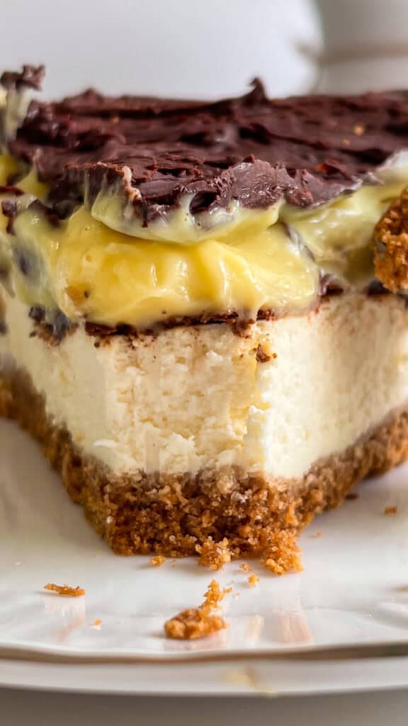 slice of Boston Cream Pie Cheesecake