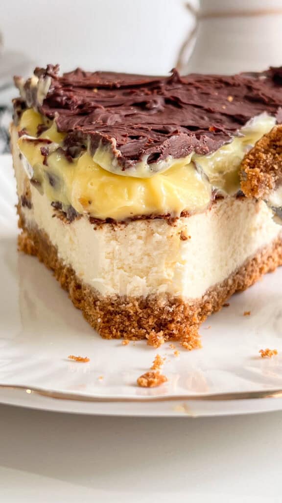 slice of Boston Cream Pie Cheesecake
