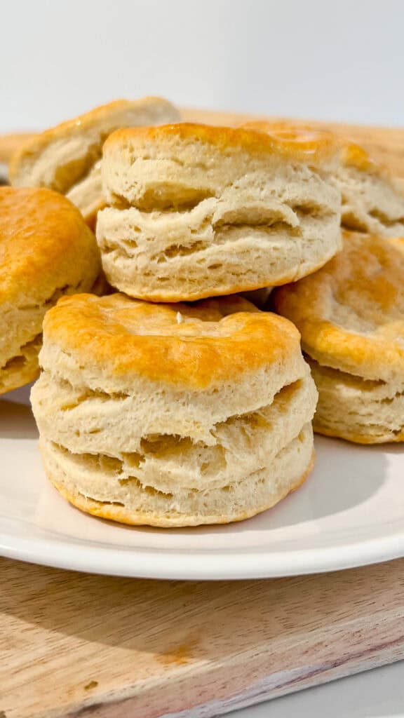 baked and stacked Sourdough Discard Buttermilk Biscuits 