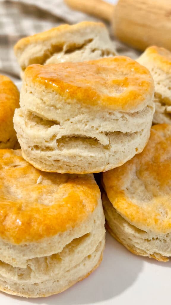 baked and stacked Sourdough Discard Buttermilk Biscuits 