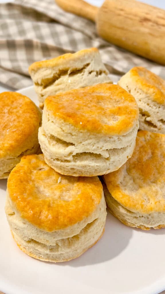 baked and stacked Sourdough Discard Buttermilk Biscuits 
