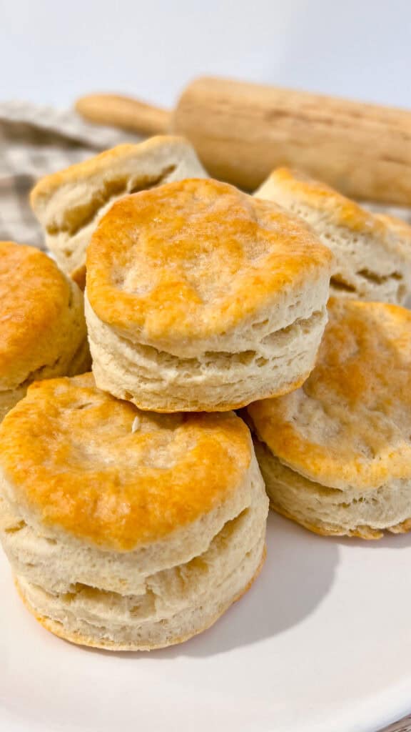 baked and stacked Sourdough Discard Buttermilk Biscuits 